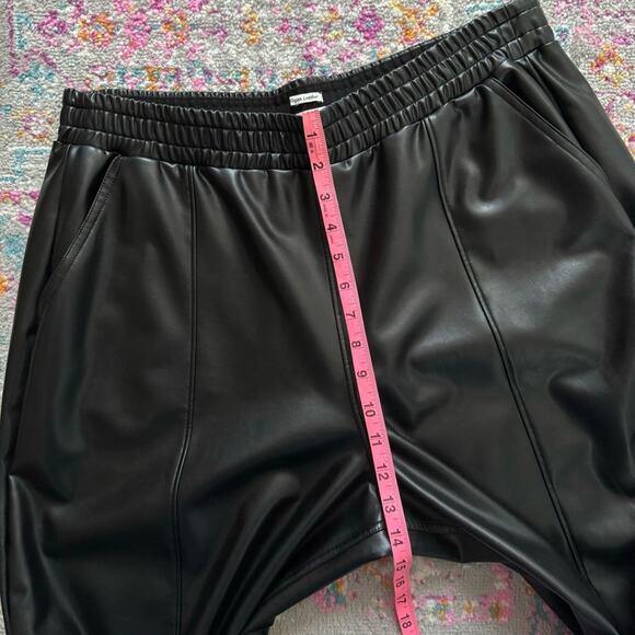 Abercrombie & Fitch Vegan Leather Black Straight Leg Elastic Waist Pants Size XL - Picture 9 of 11